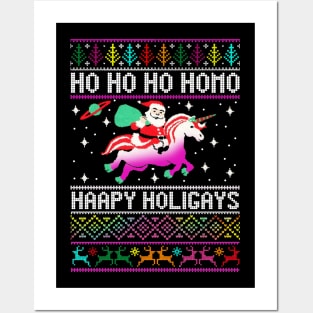 Ho Ho Ho Happy Hologays Funny Christmas LGBT Posters and Art